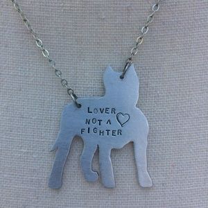 Hand Stamped Pitbull Metal Necklace